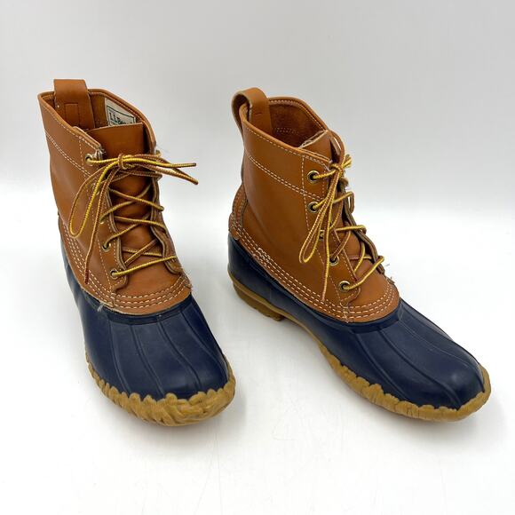 Vintage LL Bean Duck Toe Boots Blue Maine Hunting Shoe Leather - Picture 9 of 9
